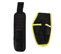AJUNJIIL pour étui de perceuse multifonctionnel, sac à outils de taille, pour perceuse 12 V, bracelet magnétique, construction en nylon durable, ceinture réglable, pochette de (bord jaune)