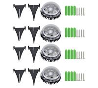 AJUNJIIL pour lampes solaires de jardin, pour lampes de sol extérieures, lot de 4 lampes de chemin à 8 LED pour cour, pelouse, patio, allée, étanche du crépuscule à l'aube, (Lumière chaude)