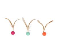 AJUNJIIL pour Les Chats Boule Gonflable Interactive, 3pcs Flexible Soft Cat Jouet avec Plumes, pour Le Jeu de Chaton, l'exercice et l'entraînement, Les Jouets à Balle de Petite
