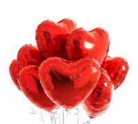 AJUNLKVDR 10 Ballon Coeur Rouge,Ballon Coeur Vin,Ballons à HéLium,Ballons en Aluminium,Ballons Rouges de Mariage,pour Anniversaire,Mariage,Douche de Bébé,Saint Valentin,Décoration Fête de Noël(Rouge)