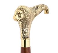 Ajuny Bois Canne De Marche avec Or Laiton Lion Tête Poignée, 36 Pouces
