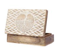 Ajuny Boîte à bijoux décorative en bois fabriquée à la main - Design ligne d'arbre - Multifonction - Coffre au trésor - Organisateur de bijoux, bijoux, boucles d'oreilles, colliers, montres - Cadeau