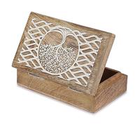 Ajuny Boîte à bijoux décorative en bois fabriquée à la main - Design ligne d'arbre - Multifonction - Coffre au trésor - Organisateur de bijoux, bijoux, boucles d'oreilles, colliers, montres - Cadeau