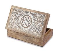 Ajuny Boîte à Bijoux Décorative en Bois Fabriquée à la Main Polyvalente Coffre au Trésor Organisateur de Rangement Porte Bibelots Bague Collier de Montre Excellents Cadeaux 8x5 pouces