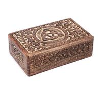 Ajuny Boîte à Bijoux en Bois 20x12,7 cm - Coffret Décoratif Sculpté Nœud de la Trinité, Boîte de Rangement pour Bijoux & Montres, Boîte Souvenirs pour Chambre Salon, Idée Cadeau