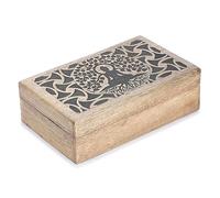 Ajuny Boîte de Rangement Décorative en Bois Faite à la main Pour Bijoux Motif Arbre de Bouddha Style Vintage Coffre au Trésor Polyvalent Porte Bijoux Boîte à Montres Superbes Cadeaux 8x5 Pouces