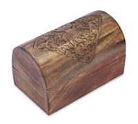 Ajuny Boîte à Bijoux en Bois de Manguier Sculpté - Coffret Décoratif Arbre de Vie Celtique, Fait Main, Organisateur Bijoux & Souvenirs, Grande Boîte 23 x 15 x 15 cm (9 x 6 x 6 po), Idée Cadeau