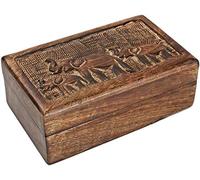 Ajuny Boîte à Bijoux Décorative en Bois Sculptée à la Main Motif éléphant Finition Rustique Rangement de Souvenirs Organisateur de Voyage Coffre au Trésor Porte Bibelots Cadeaux