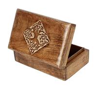 Ajuny Boîte à bijoux en bois de style indien fait à la main avec motif celtique sculpté à la main