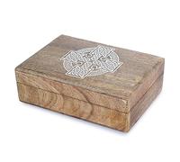 Ajuny Boîte à Bijoux en Bois Fait Main 20 x 13 cm - Coffret Décoratif Croix Celtique Sculptée, Coffre au Trésor Vintage pour Rangement de Souvenirs, Organisateur Cadeau pour Chambre et Salon