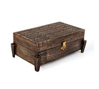 Ajuny Boîte à bijoux en bois, faite à la main, petite, sécurisée, style vintage, antique, polyvalente comme organisateur de souvenirs, de rangement, coffre au trésor, pour montres, clés