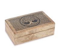 Ajuny Boîte à Bijoux en Bois Faite Main Organiseur de Rangement pour Souvenirs Motif Arbre Artisanal Style Vintage - Coffret à Bijoux Boucles d'oreilles et Colliers Comme Cadeau (20 x 12.7 cm)