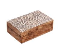Ajuny Boîte de Rangement Décorative en Bois Fabriquée à la Main pour Bijoux Motif Celtique Blanc Multifonction Coffre au Trésor Organisateur Voyage Souvenir Porte bijoux Montres Cadeaux 8x5 pouces