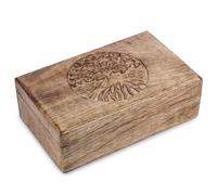 Ajuny Boîte Décorative Bois Marron, Arbre Sculpté, Coffret 20,3 x 12,7 cm