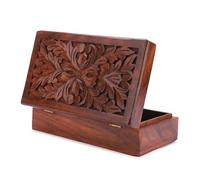 Ajuny Boîte Rangement Bijoux en bois Sculptée à la main Boîte de Rangement Multifonctionnelle Décorative de Style Vintage Porte Bijoux Coffre au Trésor Organisateur Colliers Boucles Oreilles