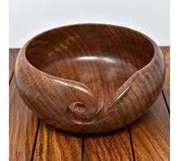 Ajuny Bol à Laine en Bois Massif Fait Main 18 cm (H 7,5 cm) - Bol à Tricot Tourbillon Anti-Emmêlement avec Guide-Fil & Trous, Support Pelote Stable Antidérapant, Accessoire Tricot & Crochet Cadeau