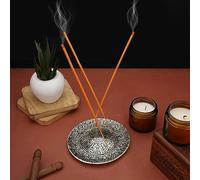 Ajuny Brûleur d'encens Rond en Aluminium Récupérateur de Cendres Porte Encens de Style Tibétain Accessoires Méditation Décoration Spirituelle pour la Maison Cadeaux Parfumés