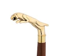 Ajuny Canne de Marche en Bois pour Hommes et Femmes Seniors - Fait Main, légère, avec poignée décorative en Laiton en Forme de Tigre, élégante pour Un Usage Quotidien, idée Cadeau pour Adultes