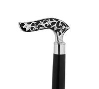 Ajuny Canne de Marche Faite Main 88,9 cm (35") - Poignée Amovible Étoile Fleur Argentée Gravée, Bois Dur Naturel, Prise Ergonomique, Légère & Durable, Bâton de Marche pour Homme Femme Senior