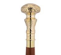 Ajuny Canne de Marche pour Homme Femmes Aînés Fait à La Main en Bois Canne Décoratif en Laiton Ronde Finition Dorée Poignée Léger à Usage Quotidien Cadeau pour Adultes 36 Pouces