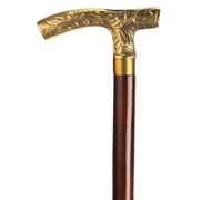 Ajuny Canne de Marche pour Homme Femmes Aînés Fait à La Main en Bois Canne Décoratif Laiton Style Fritz Poignée Léger à Usage Quotidien Cadeau pour Adultes 36 Pouces