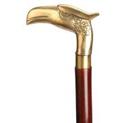 Ajuny Bâtons de Marche pour Hommes Femmes Seniors Cannes Pliantes Durables en Bois Tête d'aigle avec Poignée Décorative en Laiton Finition Dorée Bâtons de pour Randonnée Cadeau 36 Pouces