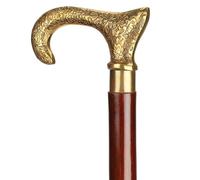 Ajuny Canne de Marche pour Homme Femmes Aînés Fait à La Main en Bois avec Décorative en Laiton en Forme de T Finition Dorée Poignée Léger à Usage Quotidien Cadeau pour Adultes 36 Pouces