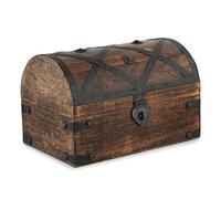 Ajuny Coffre à Bijoux en Bois Fait à la main Coffre au Trésor de Pirate Boîte à Bijoux Multifonction Bandes de Coquillages Vintage Étui de Rangement pour Bibelots Organiseur Cadeau 9x6 pouces