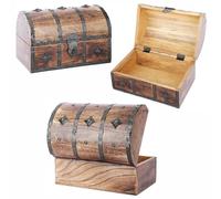 Ajuny Coffre à Bijoux Pirate en Bois - Organiseur de Souvenirs Vintage Artisanal avec Bandes de Coquillages pour Colliers Boucles D'oreilles et Bibelots Coffret Cadeau 9 x 6 Pouces