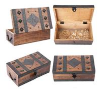 Ajuny Coffre au Trésor Décoratif en Bois Fait à la main Boîte de Rangement pour Bijoux - Motif Bandes de Coquillages Multifonction Porte Bijoux de Voyage Idéal pour les Cadeaux - 11 x 6 Pouce
