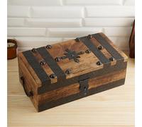 Ajuny Coffre au Trésor en Bois Sculpté à la Main - Boîte à Bijoux Décorative, Boîte à Souvenirs, Coffret de Rangement Polyvalent pour Bibelots, Bijoux et Petits Objets 11 x 6 x 4 Pouces