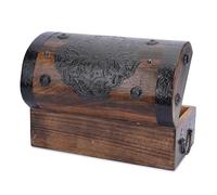 Ajuny Coffre au Trésor Pirate en Bois Fabriqué à la Main - Coffret de Rangement Vintage pour Souvenirs et Décorations Bandes de Coquillages Organisateur Bijoux Intérieur Cadeau - 11 x 6 pouces