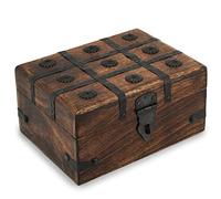 Ajuny Coffre au Trésor Pirate en Bois Fait Main 8x6 pouces - Boîte de Rangement Bijoux & Souvenirs, Coffret Vintage Décoratif, Organiseur Montre Collier Bracelet, Idée Cadeau Mariage Noël