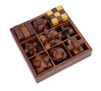 Ajuny Coffret 9 en 1 Casse-Têtes en Bois 3D avec Boîte de Rangement