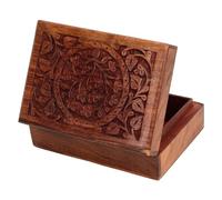 Ajuny Coffret à Bijoux Décoratif en Bois Fabriqué à la Main Motif Arbre de Vie Sculpté Coffre au Trésor Polyvalent Fait à la main Porte Organisateur de Rangement pour Cadeau - 7 x 5 pouces