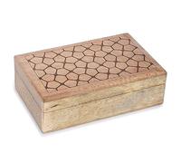 Ajuny Coffret à Bijoux en Bois de Manguier 20 x 13 cm - Boîte à Bijoux Vintage Sculptée à la Main, Organiseur de Rangement pour Bijoux & Montres, Boîte Souvenirs Décorative, Idée Cadeau Femme