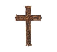 Ajuny Plaque murale en bois à suspendre en forme de croix celtique sculptée à la main Décoration d'intérieur 30,5 x 20,3 cm