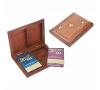 Ajuny en Bois Double Pont Boîte À Cartes À Jouer Fait À La Main Décoratif Organiseur de Rangement de cartes Incrustation en Laiton Avec 2 Paquets de Cartes À Jouer Cadeaux Pour Lui et Elle 15x12 cm