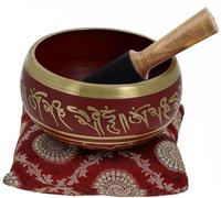 Ajuny Ensemble de bols Chantants Bouddhistes Tibétains - Bol de Méditation Fabriqué à la Main en laiton Rouge de 4 pouces avec Bâton et Coussin Yoga, la Guérison Sonore et le Soulagement du Stress