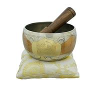 Ajuny Ensemble de Bols Chantants Bouddhistes Tibétains - Bol Sonore de Méditation Fabriqué à la Main de 4 Poucesavec Bâton et Coussin Pour le Yoga, bol de Guérison et de Soulagement du Stress