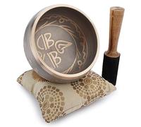 Ajuny Ensemble de Bols Chantants Tibétains - Bols en Laiton de Méditation Fabriqués à la Main avec Bâton et Coussin pour le Yoga, la Guérison des Chakras Sonores et le Soulagement du Stress