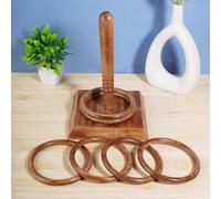 Ajuny Ensemble de Jeu de Lancer Anneaux en Bois pour Enfants - Jeu Intérieur et Extérieur pour la Famille et Les Adultes avec 1 Poteau, 1 Base et 6 Anneaux Jeux pour la Maison, Les fêtes Offrir