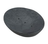 Ajuny Handicrafts Porte-Savon en Pierre Naturelle Gris - Fait Main, Ovale 5×4 po avec Trous d’évacuation - Garde Le Savon au Sec - Salle de Bain, Douche, Cuisine, Facile à Nettoyer