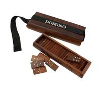 Ajuny Jeu de Dominos en Bois Dur Fait Main - Coffret 28 pièces, Boîte 20,3×3,8×7 cm - Portable pour Voyage, Soirées en Famille, Artisanat d’Inde du Nord, Idée Cadeau