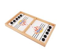 Ajuny Jeu de Fronde en Bois (Sling Puck), Jeu de Société Hockey sur Table 2 Joueurs avec Palets & Élastiques, Jeu Rapide et Compétitif pour Enfants & Adultes, Soirée Famille, Fête, Cadeau