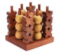 Ajuny Jeu de Morpion en Bois 3D Tic Tac Toe Classique XOXO pour 2 Joueurs