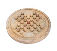 Ajuny Jeu de société Solitaire en Bois - Plateau 10,8'' (27,5 cm) Fait Main avec Chevilles, Centre encastré & bac latéral de Rangement, Casse-tête éducatif Adultes/Enfants, déco de Table, idée Cadeau