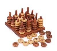 Ajuny Jeu de Stratégie Bois 3D Four in Row - Mettez Votre Esprit Défi Société 3D Four Connect Fait Main pour 2 Joueurs Parfait pour Famille Enfants Adultes Cadeau