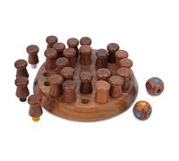 Ajuny Jeu Memory Montessori en Bois - Plateau 20 x 20 cm avec 24 Piquets Colorés & 2 Dés, Apprentissage des Couleurs et Mémoire, Jeu Éducatif pour Enfants 3+ et Adultes, Jeux de Société, Idée Cadeau