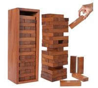 Ajuny Jeu Tumbling Tower en Bois, Tour Empilable 54 Blocs - Jeu d’Adresse & d’Équilibre pour Enfants et Adultes, Jeu de Société Familial pour Soirées Jeux, Camping et Plein Air, 29,2 cm